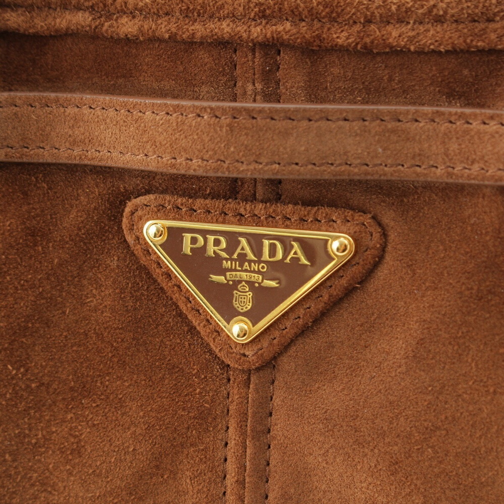 Prada Bonnie Suede Handbag Brown - Picture 9 of 10